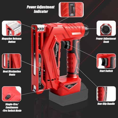 Gpaentsn Brad Nailer Gun Compatible with Milwaukee Battery(No Battery), 2-in-1 Cordless 18 Gauge Staple Gun Battery Powered with 1000 Nails thumbnail 7