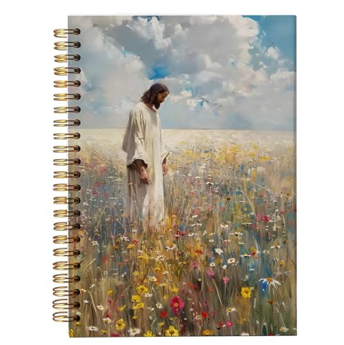 bitCNY Spiralnotizbuch mit Wildblumen-Motiv, religiöses Jesus-Tagebuch, Gebetstagebuch für Frauen, christliches Geschenk für Frauen, Bibeljournaling-Notizbücher für Notizen, 14 x 21 cm