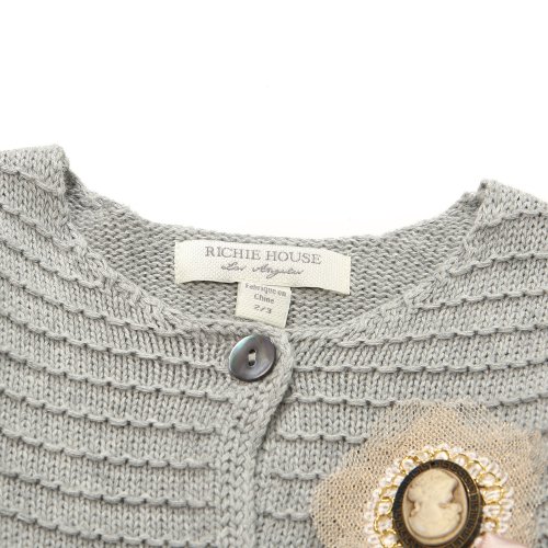 Richie House Girls' Cardigan Sweater with Brooch RH14104