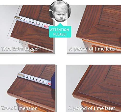 NECAUX Custom 60 x 87 Inch Clear Table Cover Protector, 1.5mm Thick Wood Grain Transparent Table Pad Non-Slip Tablecloth Plastic Protective Pad for Dining Room Table, Conference Table by NECAUX - Image 7