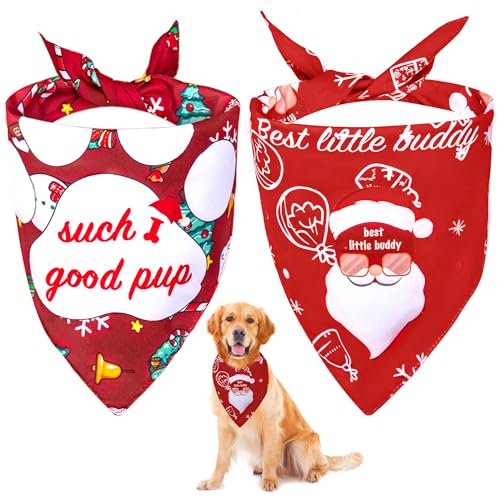 Dog Christmas Bandana 2 Pack, Christmas Tree and Santa Pet Scarf Gift for Boy and Girl, Premium...