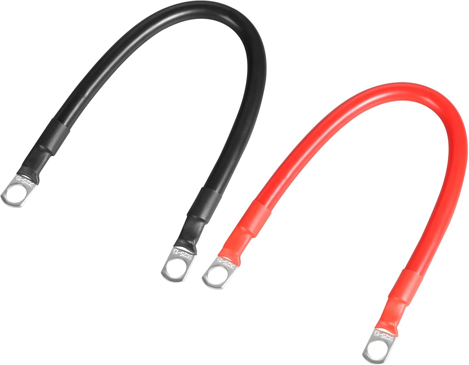Bonsicoky 4 AWG Battery Cable with Terminals, 12" Pure Copper Power Inverter Cables for Solar Application, Vehicle, RV, Car. (5/16" Lug, Black)