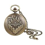 Lancardo Orologio da taschino, analogico, al quarzo, con collana, quadrante bronzo, stile vintage, regalo di compleanno, Castello