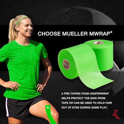 Image of Mueller Sports Medicine MWrap, Pre Wrap, Athletic Tape Underwrap for Sports, Hair, Ankles, Wrist, Hands and Knees, Water-Resistant, Latex Free, 2.75 inch x 21.4 Yards Per Roll, 2 Rolls