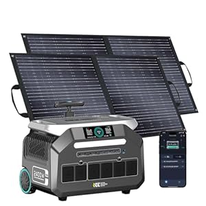IEE 2400W (with pull rod) Portable Power Station P2400 with 2×100W Solar Panel, 2048Wh Solar Generator, 1800W AC Charging, AC Outlets x 4, LiFePO4 Battery Power Station for Home Use, Power Outage, RV