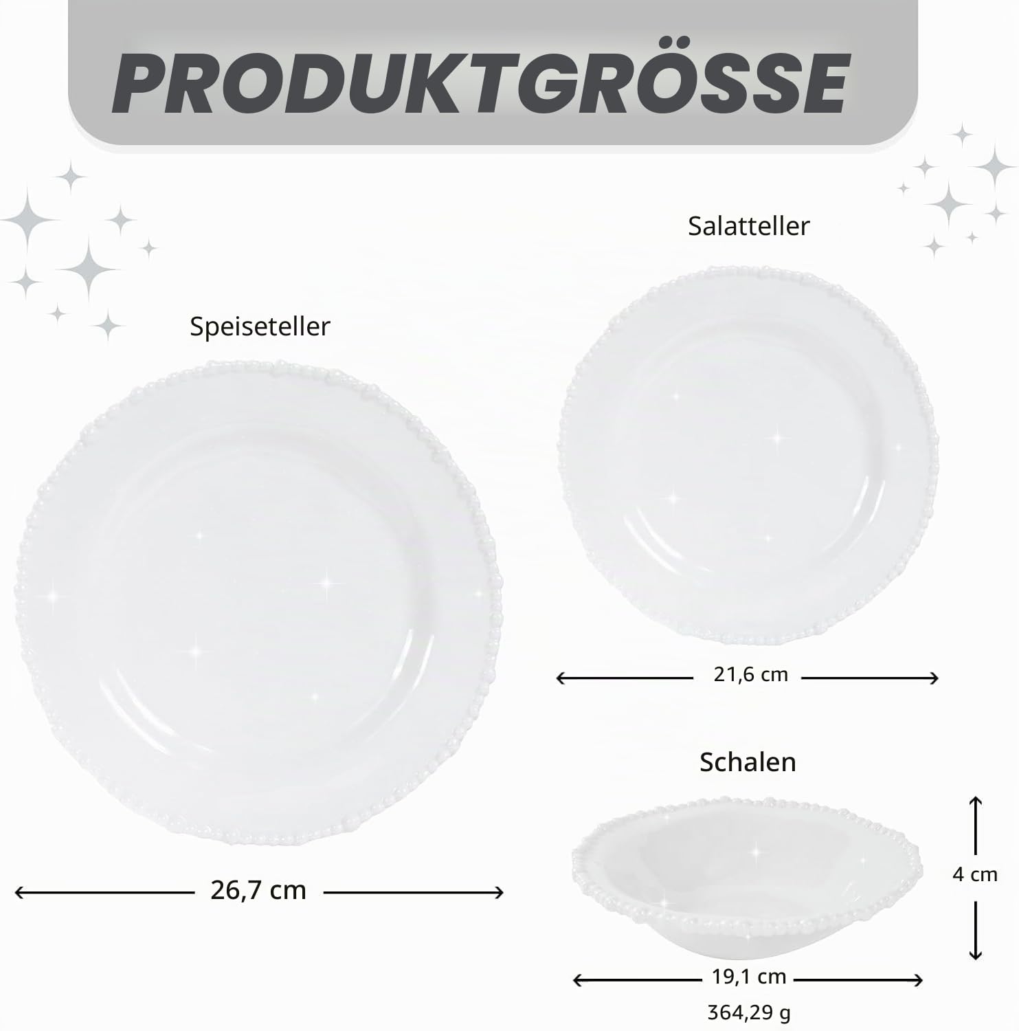 White Pearl Melamin-Geschirr-Set, 12-teiliges Geschirrset aus Kunststoff, Service für 4 unzerbrechliche Küchenteller und Schüsseln