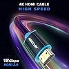 Maximm Cable HDMI 4K 2.4m, Paquete de 5, Trenzado, 18 Gbps, Dorado | Ancho de banda de 18 Gbps soporta 4K a 60Hz, HDR, Dolby Vision y Canal de Retorno de Audio 6