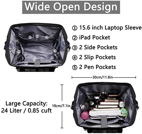 Kasgo Laptop Backpack for Women, Water-Resistant School Backpack15.6 Inch Laptop Rucksack Anti-Theft Travel Rucksuck Bag with USB Charging Port Casual Daypack for Business College Teenagers