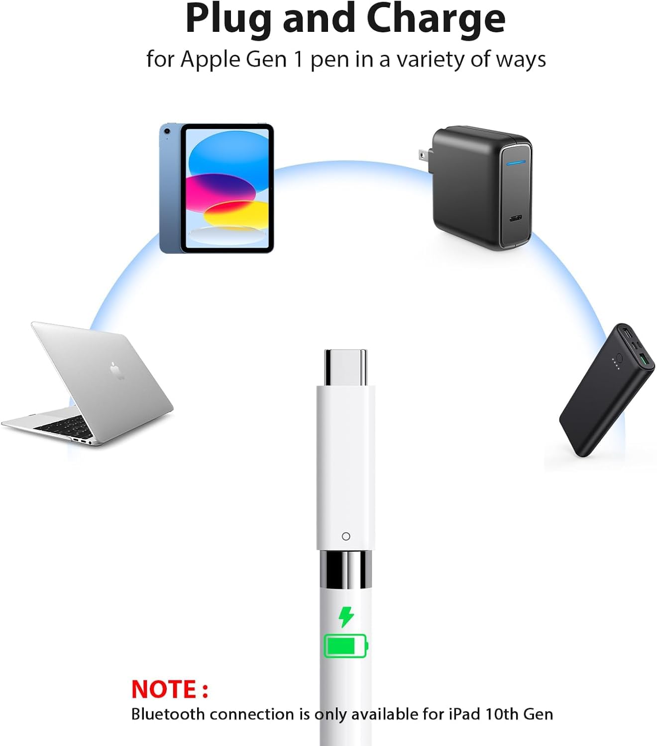 VNJ ACCESSORIES USB C Pencil Adapter for Apple Pencil 1st