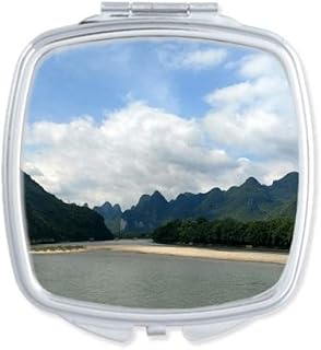 Mountains Lakes Photography Mirror Square Portable Hand Pocket Makeup