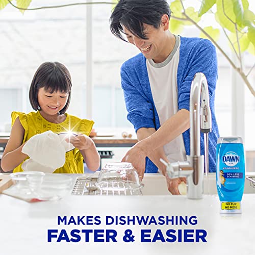 Dawn Dish Soap Ez-Squeeze Dishwashing Liquid + Non-Scratch Sponges For Dishes, Original Scent, Includes 3X22Oz Bottles + 2 Sponges #TOP3