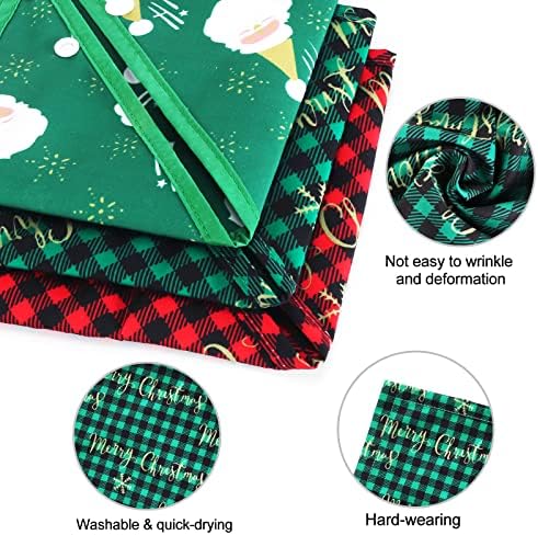 3 Pack Christmas Dog Bandanas with Buttons EasyAcc Red Green Quick dry Durable Pet Scarf Adjustable Santa Bandanas Washable Christmas Dogs Decoration Dogs Cat Collars Xmas Gifts for Small&Middle Dog