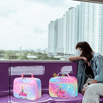 Kids Lunch Box Boys Girls Insulated Lunch Cooler Bag Reusable Lunch Tote Kit for School Travel (058 Unicorn Rainbow)