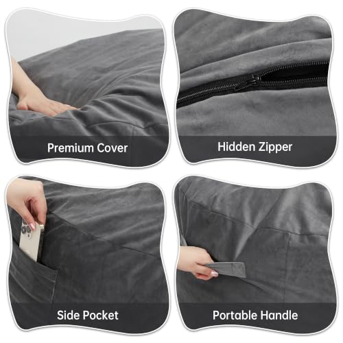 Image of 5 Ft. Bean Bag Chair for Adults, Teens, Kids with Memory Foam Filling