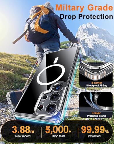 Image of Xmon Designed for Samsung Galaxy S25 Ultra Case Clear - Shockproof, Scratch-Resistant, Slim Protective Cover with Drop Protection for 6.9 Inch Phone - Transparent (S25 Ultra Magsafe)