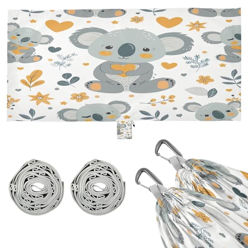 Kigai Koala Heart Camping Hammock Durable & Portable Travel Hammock Holds 330lbs with Tree Strapsm, Pocket, Camping Accessories