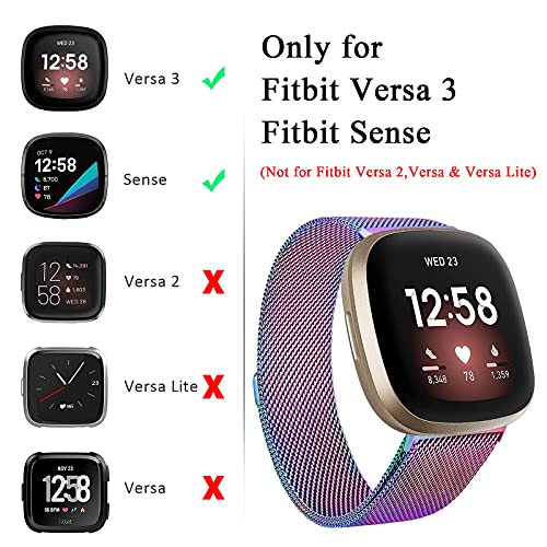 Image of Amzpas Bands Compatible with Fitbit Versa 3 Fitbit Sense, Breathable Stainless Steel Loop Mesh Magnetic Adjustable Wristband for Fitbit Versa 3 / Sense for Women and Men