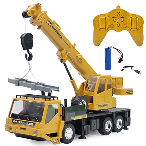 Genérico Grúa RC 1:24, 8 Canales con Luz Y Sonido, Rotación 360° - Vehículo De Construcción para Niños Y Coleccionistas