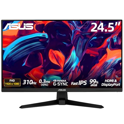 Image of ASUS TUF S5 24.5 inchGaming Monitor - 310Hz, Fast IPS, 0.3ms, G-SYNC Compatible, FreeSync Premium, Extreme Low Motion Blur Sync, 99% sRGB, Gaming AI Technology, 1 X DisplayPort 1.4, 2X HDMI 2.0, Black