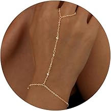 Dochais Women's Hand Chain Wrist/Finger Bracelet, 14K Gold/Silver, Elegant Adjustable Waterproof Luxury Gift