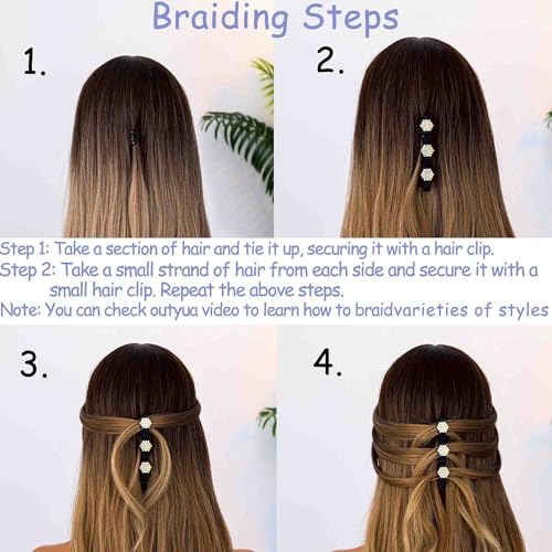 Pinzas para cabello trenzadas con piedras brillantes, pack de 2 miniatura 2
