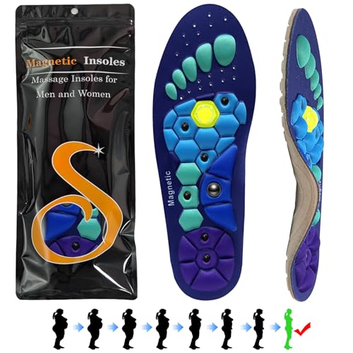Magnetic Insoles for Slimming Magnetic Shoe Inserts Breathable Acupuncture Point Massage Insoles for Men Women Arch Support Inserts Foot Massage Acupressure Shoe Insole for Relieve Fatigue Foot Pain