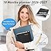 Daily Planner 2026-2027, 18-Month Weekly and Monthly Calendar Planner, January 2026 - June 2027, Planning Agenda Book with Laminated Tabs, Flexible Cover, 100GSM Thick Paper, A5 Size,Black