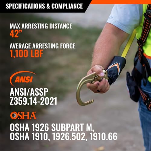 Malta Dynamics Pygmy Hog 11-Foot Self-Retracting Lifeline (SRL) – OSHA & ANSI Compliant Fall Protection Retractable Lanyard with Rebar Hook – Class 1-P, Lightweight, Durable, 310 Pound Capacity by Malta Dynamics - Image 4