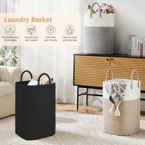 Image of Artfeel Laundry Basket,Woven Cotton Rope Laundry Hamper,60L Versatile Storage for Dirty Clothes,Baby Toys,and Blankets in Bathroom, Nursery,and Living Room