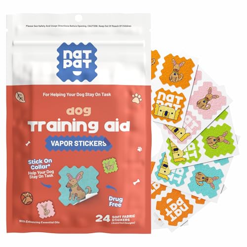 NATPAT Training Aid Pet Stickers – Natural Essential Oil Calming Stickers for Dogs & Cats – Focus & Stress Support – Plant-Based & Chemical-Free - 24 Count