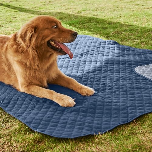NICETOWN Couch Cover, Sofa Covers for Large Dogs, Pets Dog Furniture Cover Protector, Reversible and Water Resistant, 82" Wide x 82" Long, 1 Panel, Navy/Stone Blue