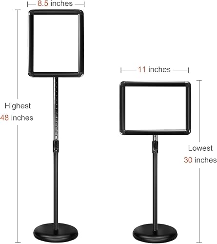 Miniatura 3 de SCZS Soporte ajustable para letreros de piso, soporte de cartel de pedestal, soporte de póster de aluminio a presión para 8.5 x 11 pulgadas con base