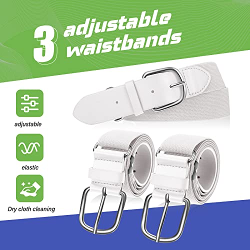 Hercicy 3 Pieces Adult and Youth Baseball Softball Uniform Belts, Adjustable Size Uniform Belt3