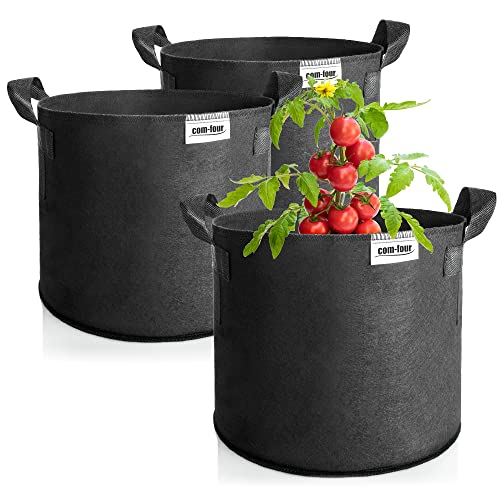 com-four® 3X Saco para Plantas 60 L - Tarrinas con Asas - Bolsa para Plantas - Macetero para Tomates -Saco fitosanitario (60 L - 3 Piezas)