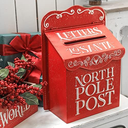 All Chic Santa Post Box Christmas Mail box Decoration Christmas Decorations Letter To Santa Post Box Vintage Mailbox Farmhouse Decor Rustic Metal Christmas Decoration