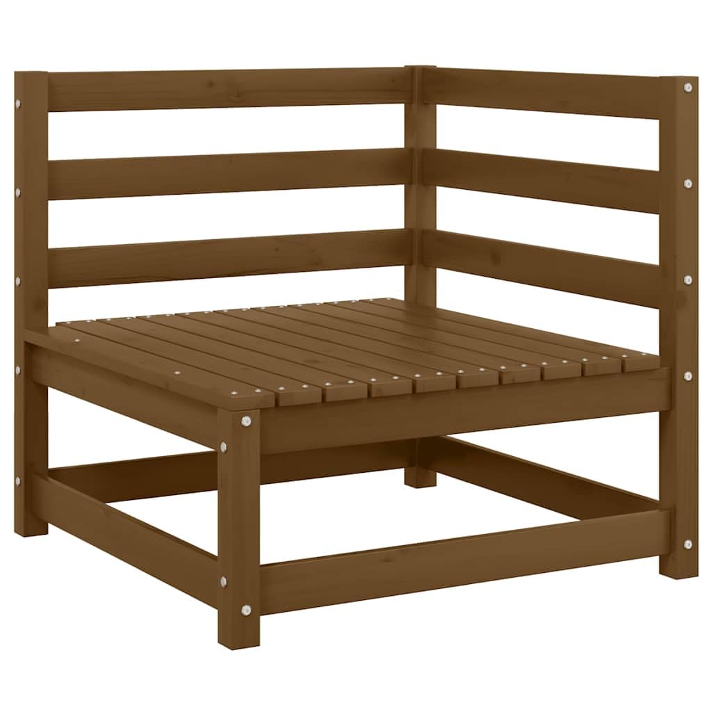 Canapé d'angle de jardin marron miel modulaire en pin massif
