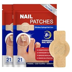 Fungal Nail Patches 42 PCS, Toenail Treatment Extra Strength 8-Hour Overnight Nail Fast Acting Repair Effortless Hydrogel Nail Care and Repair for Damaged Nails Overnight Renewal for Men and Women