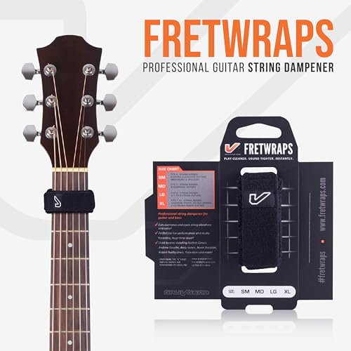 gruv gear fretwraps professional guitar string dampener for bass electric acoustic amp extended range guitars in studio live amp practice - resonance for tapping amp recording - black - pack of 1