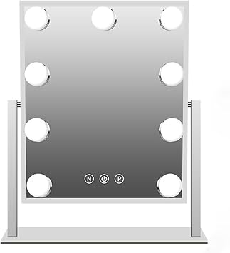 Hollywood Vanity Mirror with 9 LED Lights, Tabletop Bathroom Makeup Mirror
