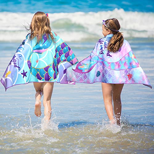 Yahenda 2 Packs Mermaid Beach Towel For Kids Quick Dry Beach Towel Swim Towel Bath Towel Pool Towel For Kids Girls Travel Shower Swimming Camping, 28 X 55 Inch #TOP1