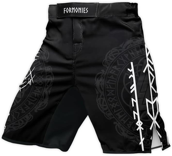 Viking Men's Fight Short MMA BJJ Training No Gi Grappling Shorts Trunks Fight Wear with Drawstring