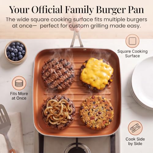 Image of GOTHAM STEEL 10.5 inch Non Stick Grill Pan for Indoor Cooking, Stovetop, Copper