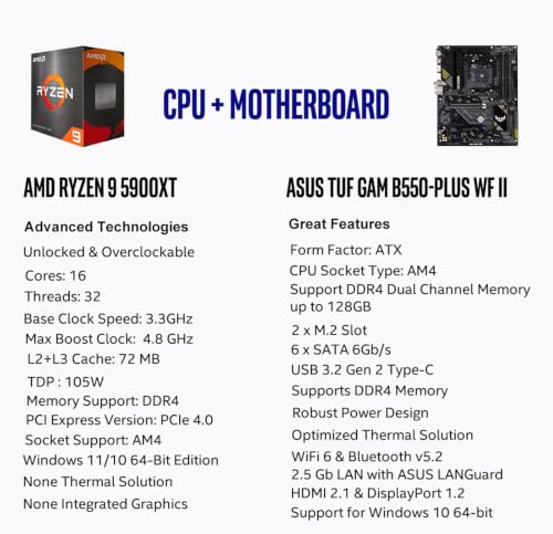 MICRO CENTER AMD 5900XT Processor with ASUS TUF B550-PLUS, photo 2 of 4