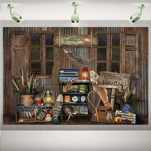 Fondo Fotográfico Madera Rústica Tema Pesca 7x5ft miniatura 4