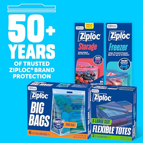 image for Ziploc Flexible Totes, X-Large Size, 22 Gallon, 2 Count Organizing Tot