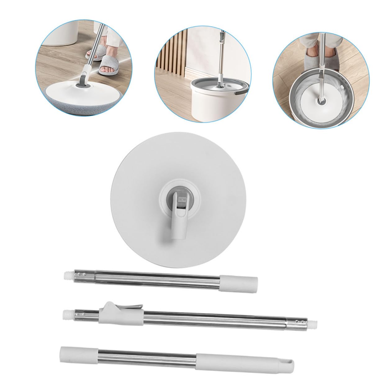 Veemoon Fregona Giratoria de Microfibra Absorbente Mopa Húmeda para Limpieza de Diseño Desmontable y Duradero para Azulejos y Almacenamiento Fácil y Mopa Rotativa
