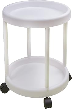Evelyne White Mini Rolling Craft Side Double Deck Desk for Beverages and Snacks - 17 Inches Portable 2-Tier Tray End Table