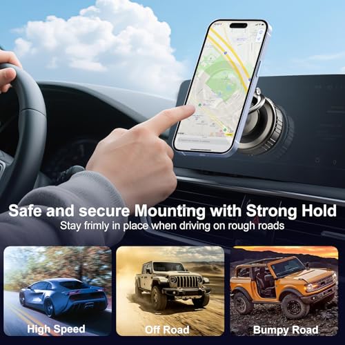 Image of Phone Holders for Your Car, [80+LBS Strongest Suction & 2800gf Magnetic] 360 Adjustable Foldable Vacuum Magnetic Suction Car Cell Phone Holder Mount Compatible for MagSafe iPhone Car