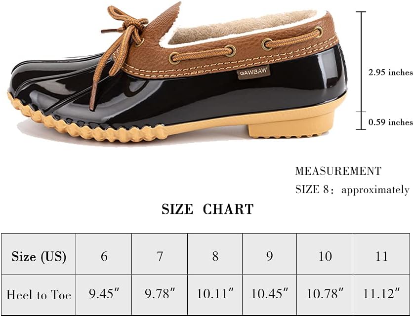 GAWBAW Flat Duck Shoes for Women - Slip On Waterproof Winter Ankle Rain Boots Short Garden Shoes 40 EU Brown-warm image 6 of 6 B0B1D98R23