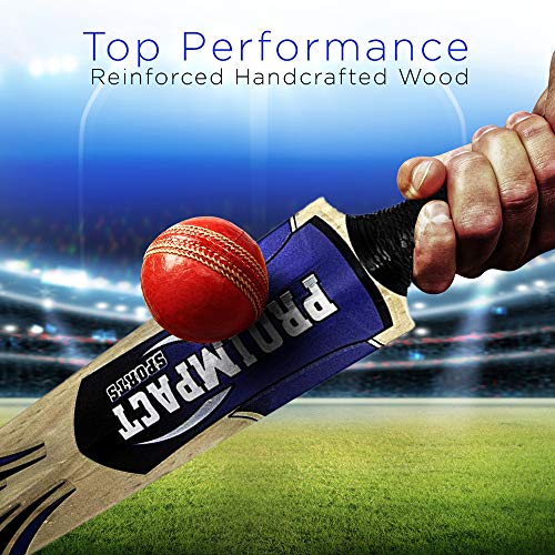 Pro Impact Classic Kashmir Willow Leather Ball Cricket Bat - Full Size, Lightweight & Strong - Ideal Training Or Practice For Home Or Club Play #TOP5